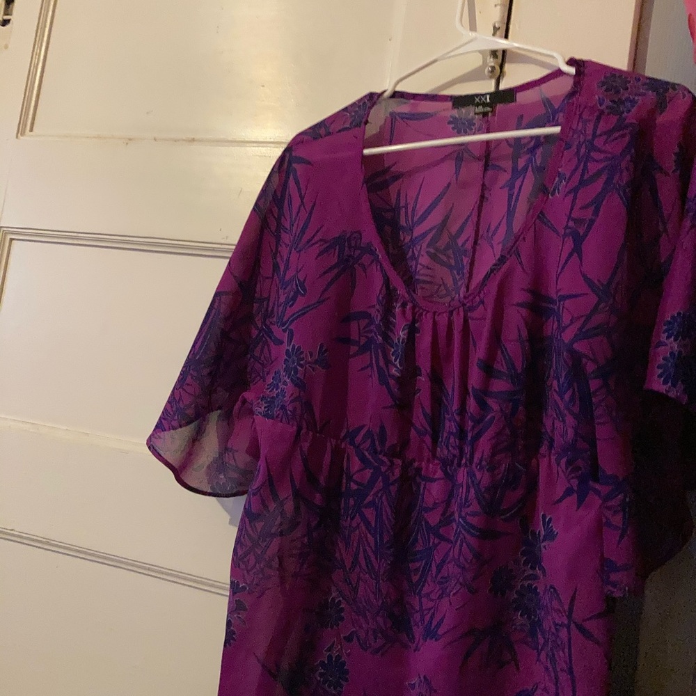 Pretty Burgundy short sleeves Ladies Blouse